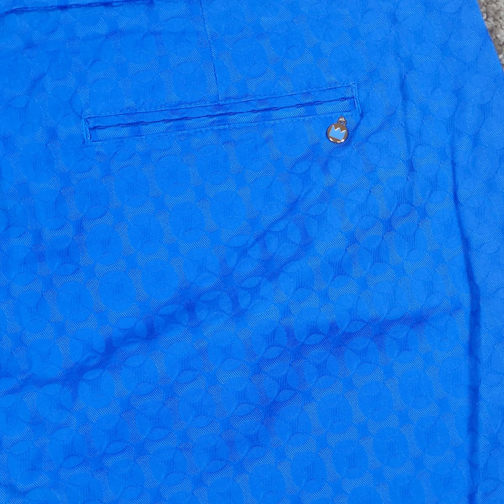Crown & Ivy Shorts Shelby Scalloped Hem Blue Textured Jacquard Preppy‎ Size 16 - Picture 5 of 7